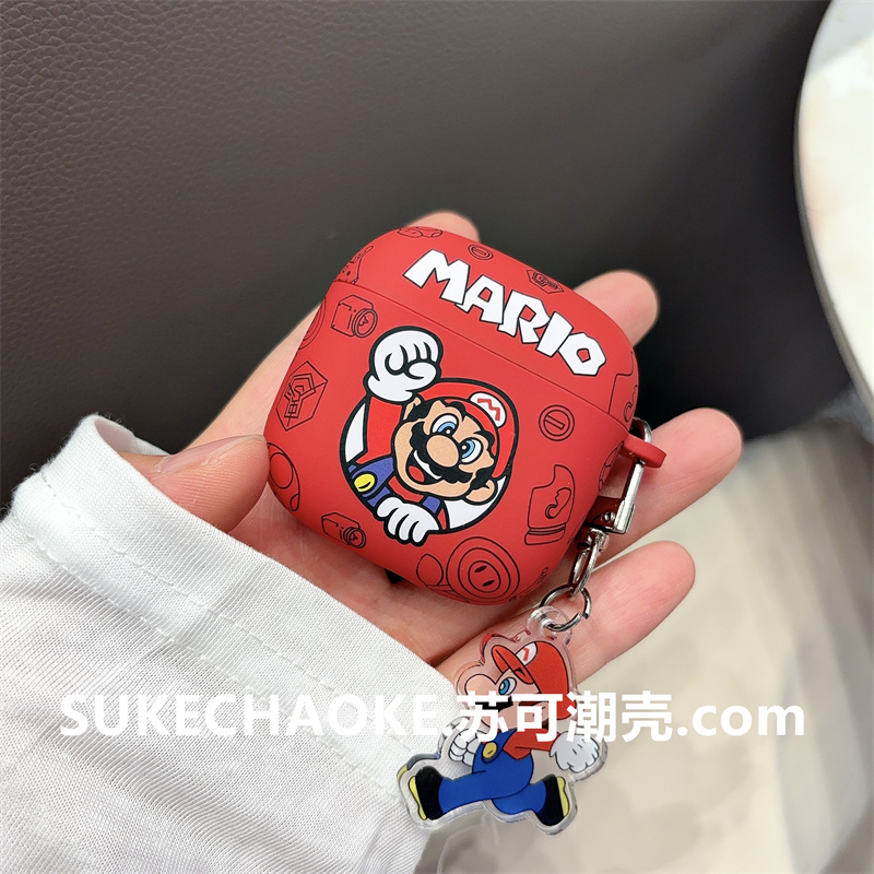 可爱马里奥适用华为freebudspro4保护套freebuds6代耳机套pro3女4/4e新款FreeBuds6i/5i卡通SE3磨砂clip夹耳 - 图1