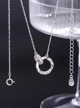 S999纯银莫比乌斯环项炼女款轻奢小众高级感锁骨炼生日礼物送女友