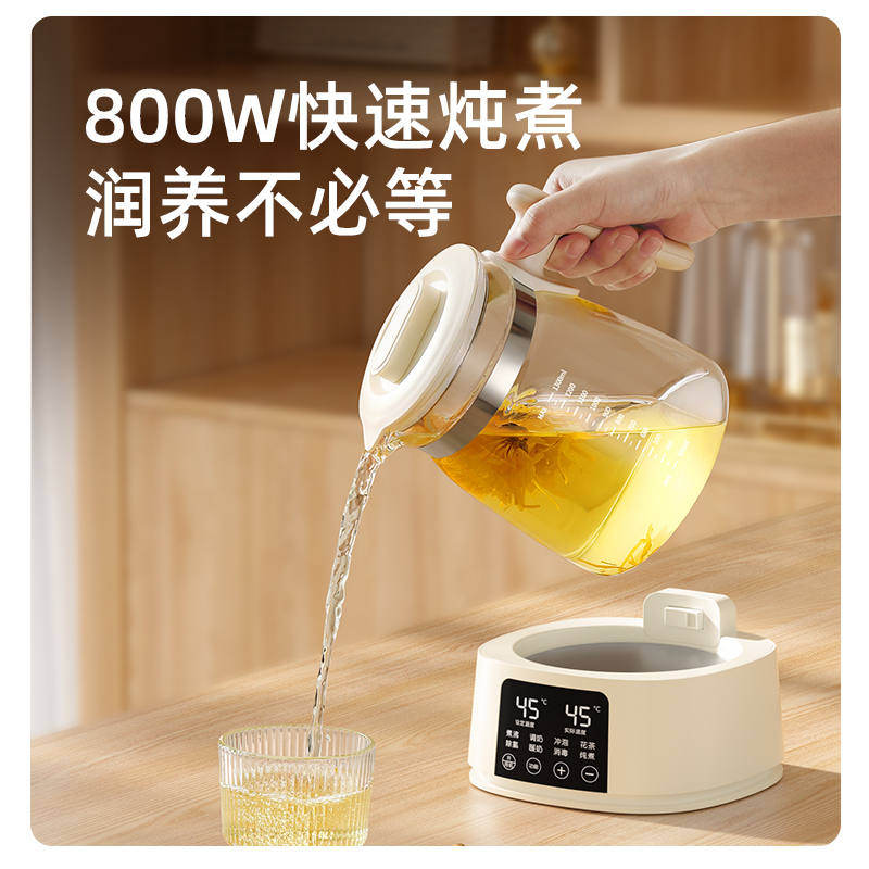 荣事达养生壶全玻璃家用多功能五红汤煮茶壶办公室小型烧水壶2024