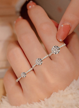 一克拉莫桑石钻戒女s925纯银戒指