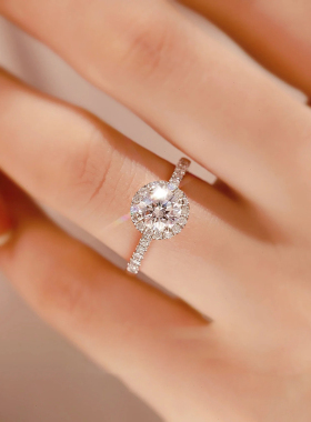 莫桑石钻戒指女s925纯银情侣对戒