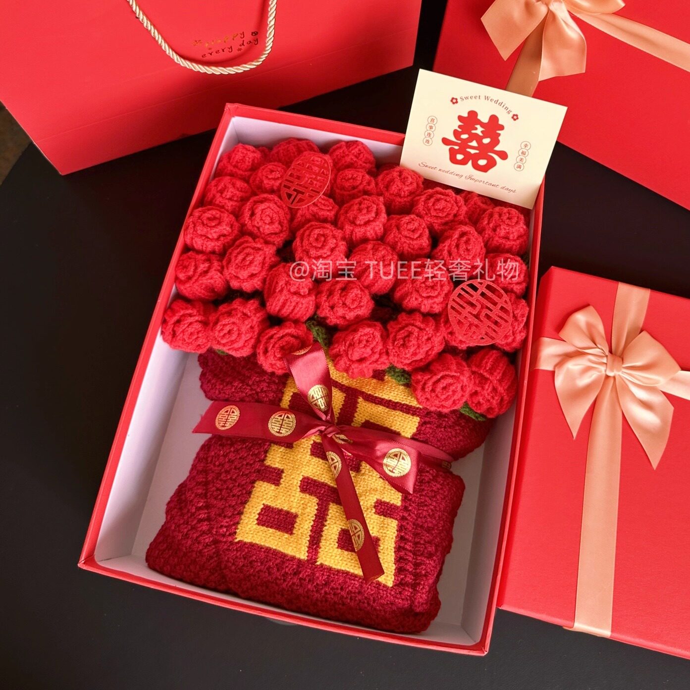 新婚结婚礼物送新娘新人闺蜜姐姐订婚实用高级百喜玫瑰花毯子成品