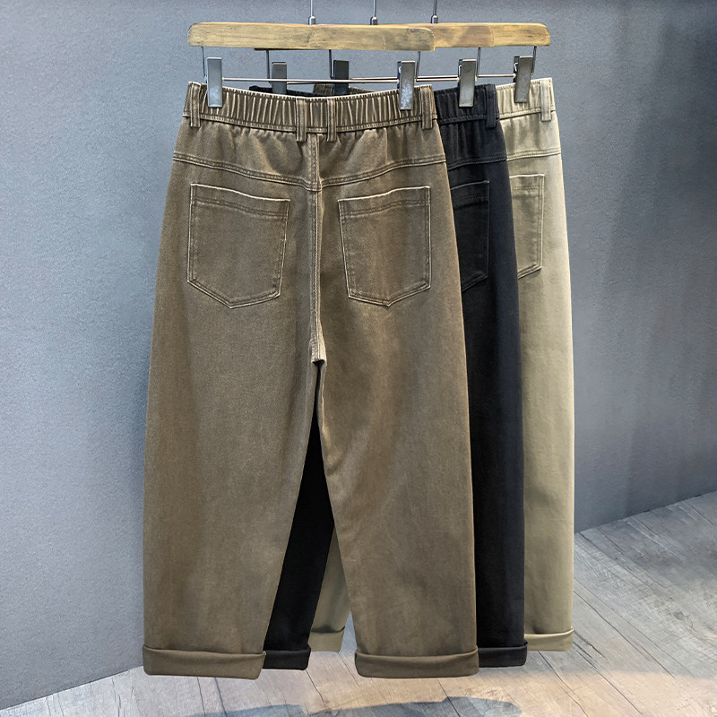 高端斜纹复古精梳纯棉加绒休闲裤男士2025新款宽松直筒裤男工装裤,淘宝优惠券,粉丝福利购,淘宝优惠卷