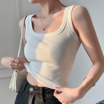 Threaded square collar harness vest woman white French style spring summer 2024 new 100 hitch slim sleeveless jacket outwear