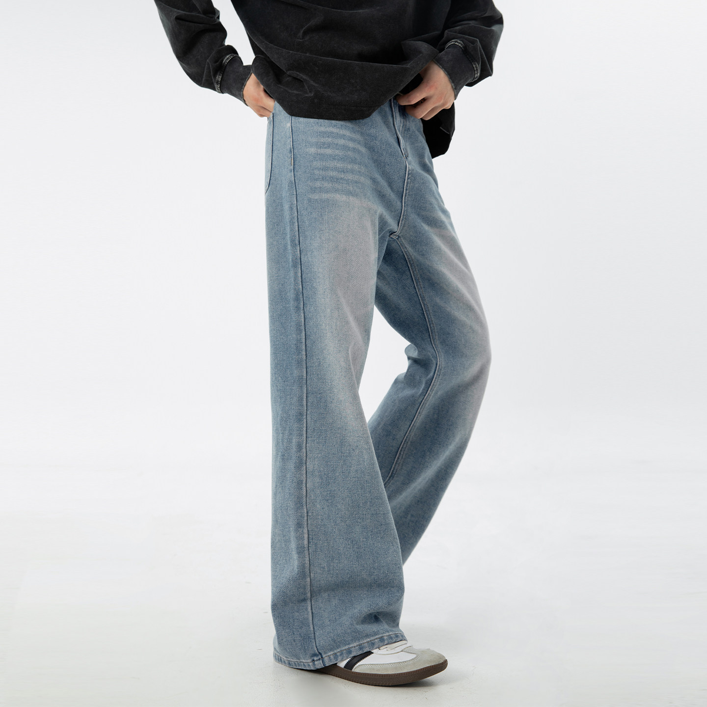 OFF-UP 美式复古水洗牛仔裤男款做旧宽松通勤日常直筒休闲裤,淘宝优惠券,粉丝福利购,淘宝优惠卷