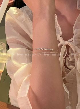 双层假两件小圆珠手链ins