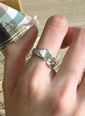 锆石戒指女开口可调节小