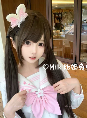 奶兔姬*桃桃小兔/ 可爱兔耳发夹软萌洛丽塔少女毛绒Lolita配饰