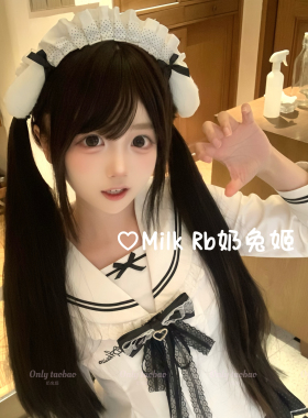 奶兔姬*垂耳萌兔/ 可爱兔耳发箍黑白波点甜美Lolita软萌女仆发饰