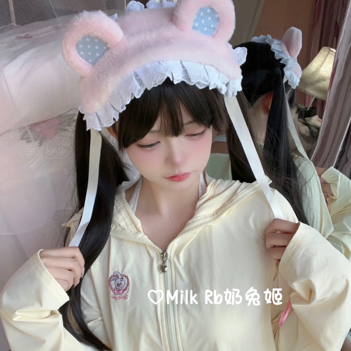 奶兔姬*糖果小熊/ Lolita少女头饰熊耳漫展蝴蝶结兽耳KC蕾丝发带 - 图1