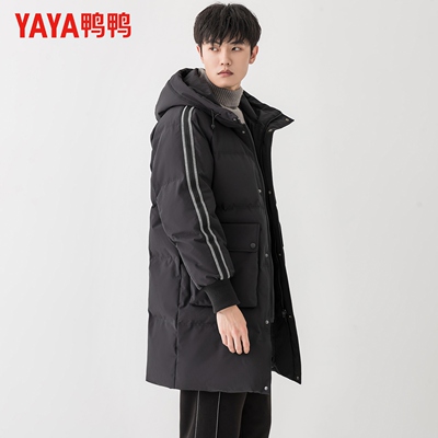 鸭鸭连帽中长款情侣羽绒服