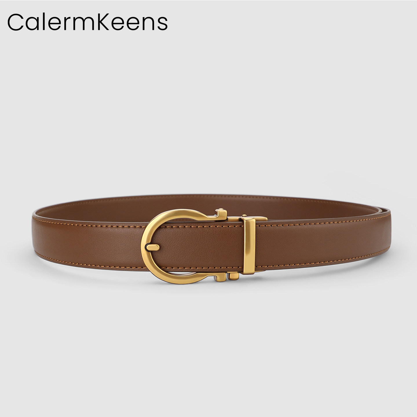 CalermKeens女士腰带2025新款真皮牛皮腰带女款免打孔设计感裤带