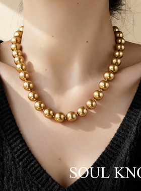施家进口南洋茶金色全珠项链