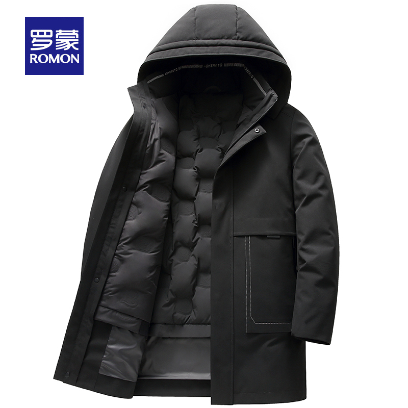 【可拆卸内胆】罗蒙羽绒服男士中长款加厚中年爸爸冬装派克服外套