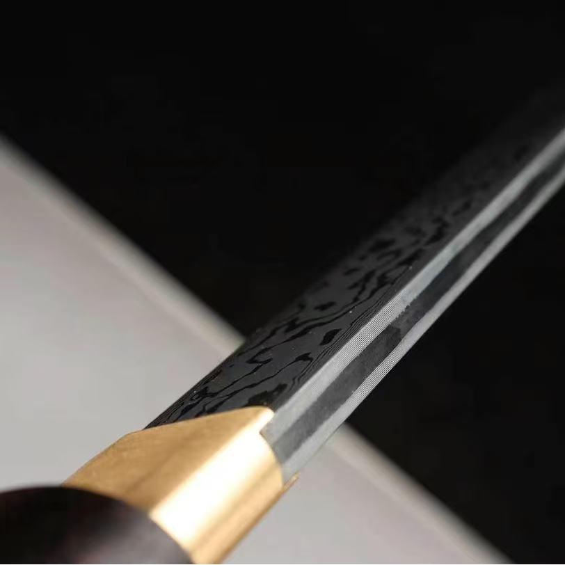 素棍唐刀千层刚夹钢黑檀木座头市素装唐横刀刀剑冷兵器防身未开刃 - 图2