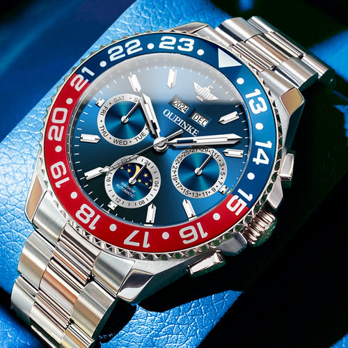 蓝水鬼正品牌新款手表男士款欧品客多功能机械表日月星辰夜光十大 - 图0