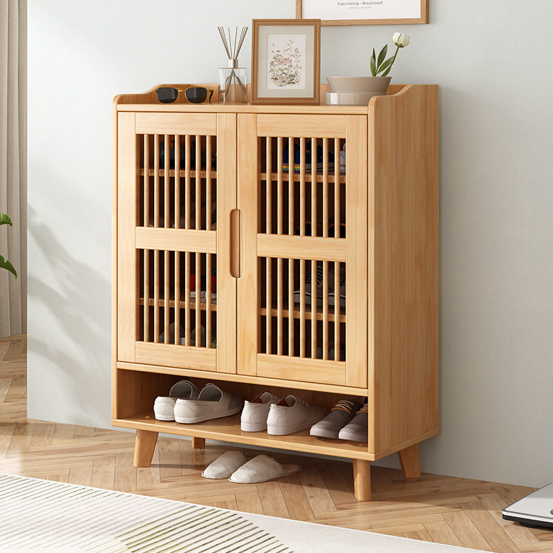 实木透气鞋柜家用门口1.2m橡胶木多层鞋架可调节层高玄关收纳鞋柜,淘宝优惠券,粉丝福利购,淘宝优惠卷