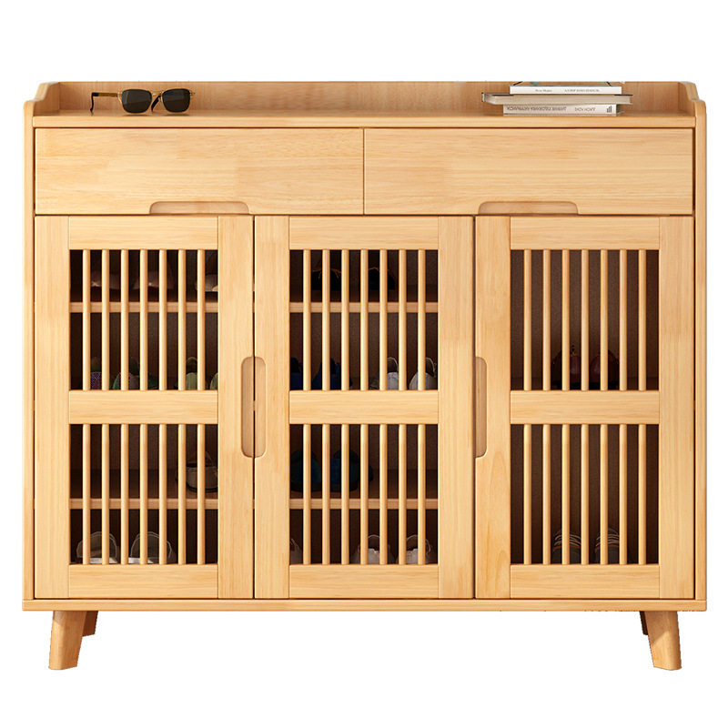 实木透气鞋柜家用门口1.2m橡胶木多层鞋架可调节层高玄关收纳鞋柜,淘宝优惠券,粉丝福利购,淘宝优惠卷