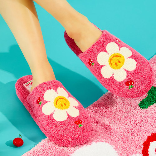 wigglewiggle秋冬羊羔绒拖鞋室内家用防滑保暖厚底毛毛拖鞋加绒女 - 图0