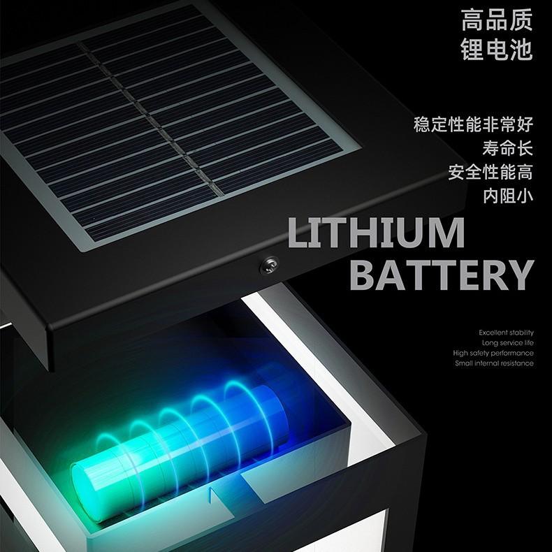 Solar lawn light, outdoor garden light, waterproof villa landscape lawn light, community garden light, square stainless steel