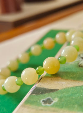 雅致·国风和田玉浅糖碧玉手串