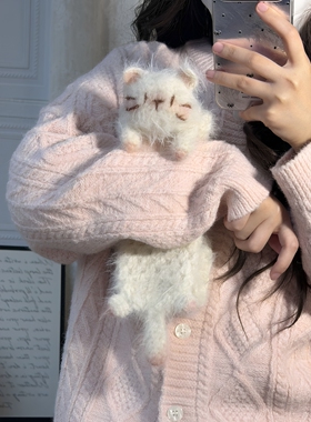 软fufu的小猫咪！暹罗猫围巾材料包手工diy秋冬保暖围脖送男朋友