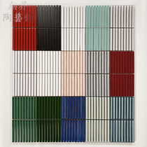 Net Red Retro Ink Green Red Kiln Variable Strip Chopsticks Mosaic ceramic bar Toilet Tile Background Wall Brick