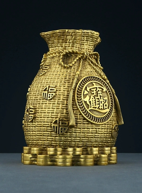 黄铜聚宝盆存钱罐摆件