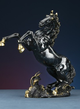 铜欣祥马到成功黄铜《跃马》摆件