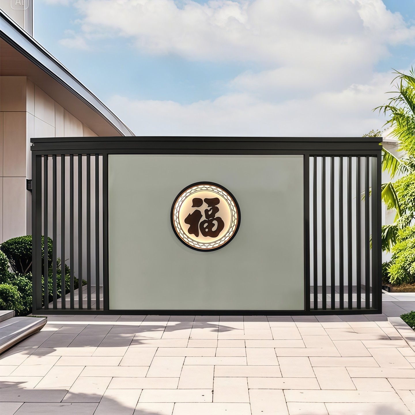 庭院入户不锈钢迎门墙新中式金属格栅屏风定制别墅小区园林影壁墙,淘宝优惠券,粉丝福利购,淘宝优惠卷