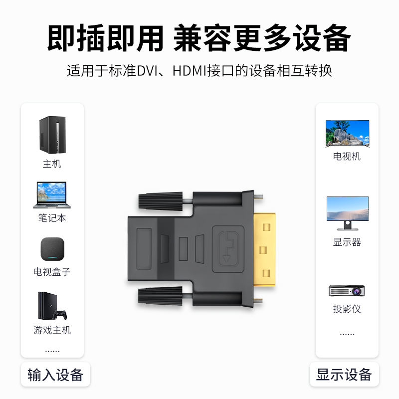 hdmi转dvi连接线笔记本电脑显示屏4K高清转换器电视机顶盒投影仪-图1