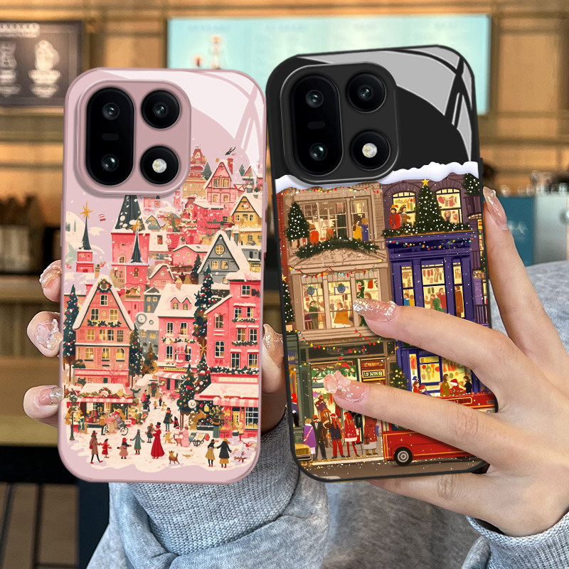 圣诞街景手机壳适用一加15圣诞树1+ace6秋冬13T雪花5pro小众12高级感3冬天11新款2玻璃oppo外壳oneplus全包套 - 图2