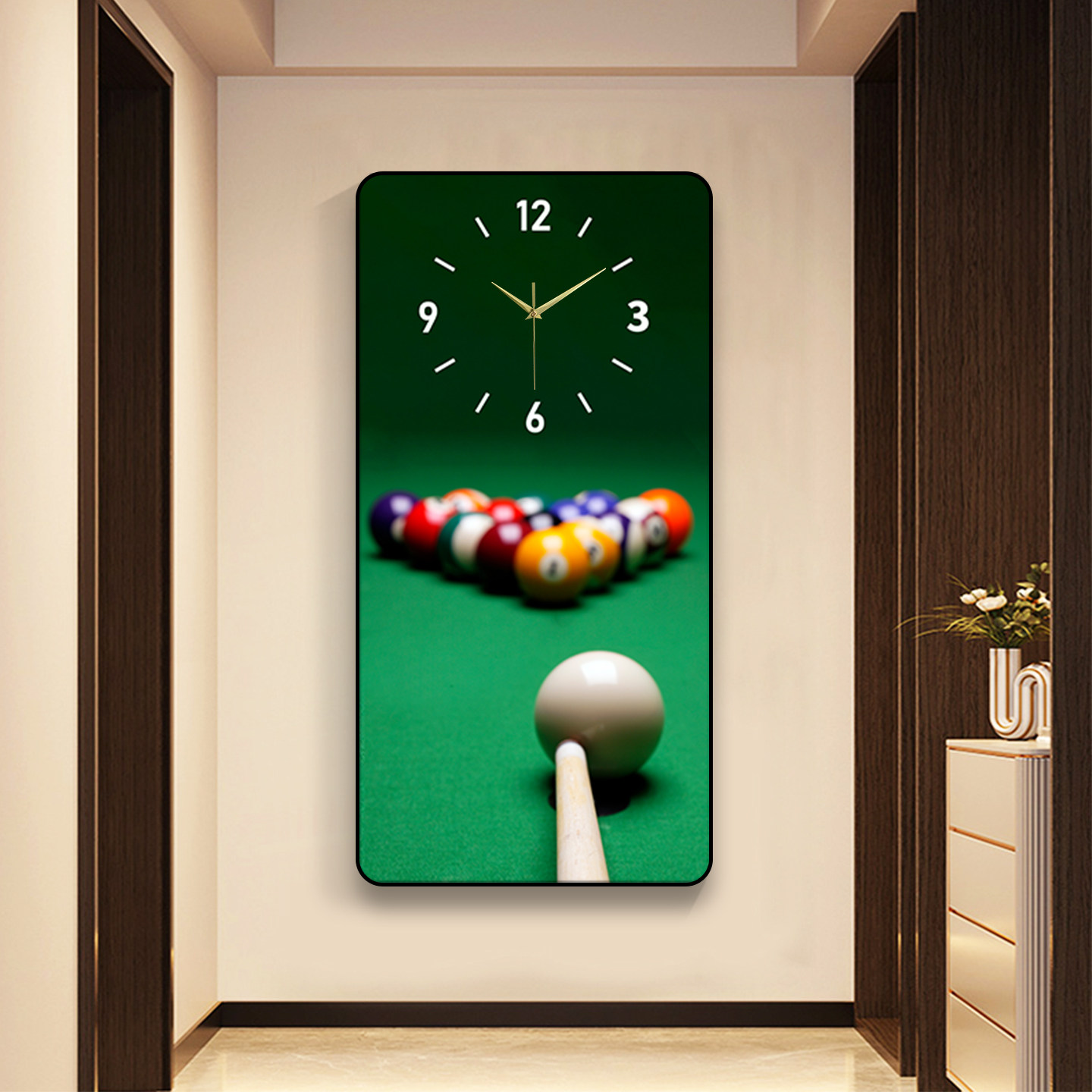 台球厅钟表挂钟客厅家用桌球装饰画挂画斯诺克俱乐部墙画静音时钟,淘宝优惠券,粉丝福利购,淘宝优惠卷