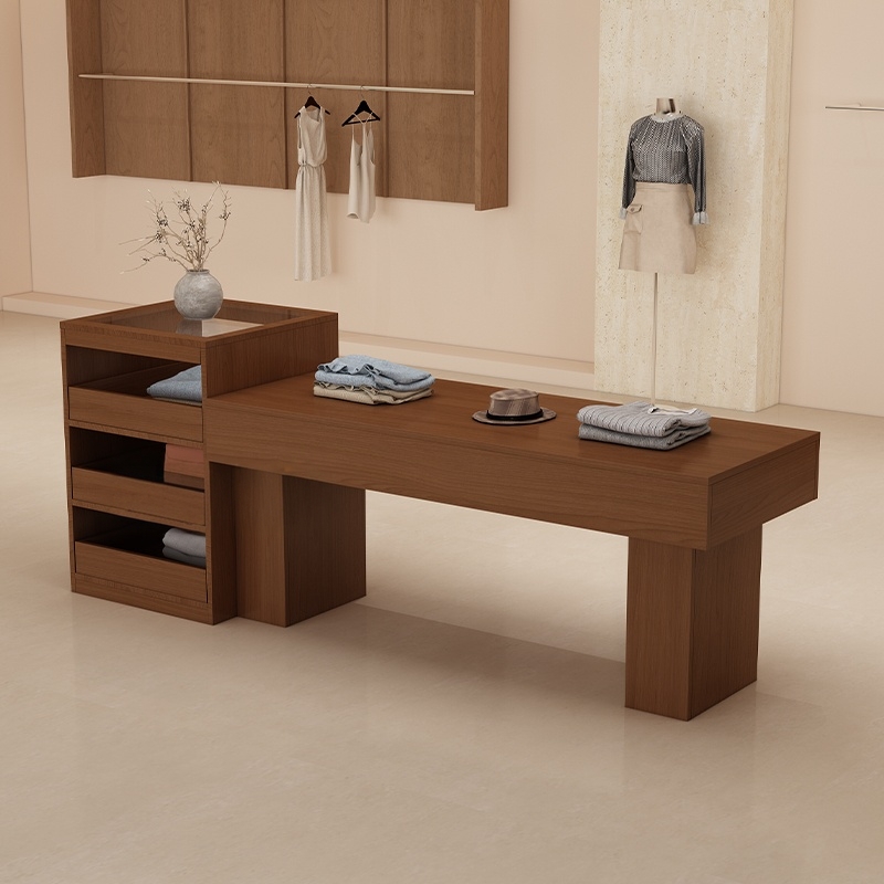 服装店中岛台展示桌女装店陈列柜储物柜商场装饰品柜中古风流水台 - 图2