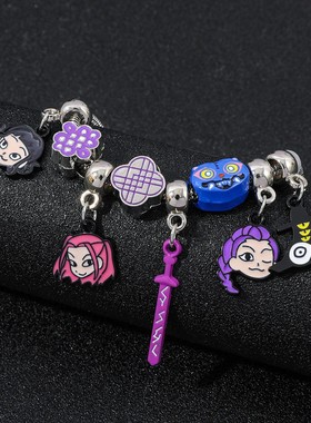 时尚热销卡通动漫K-POP:猎魔女团手链时尚DIY串珠合金滴油饰品