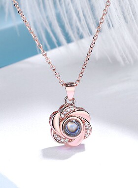 爱的记忆投影项链女高级设计感锁骨链潮网红同款梅花形饰品