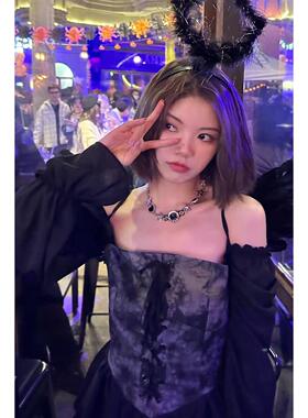 原创设计 爱心蝴蝶水钻锆石星星皮带扣项链choker