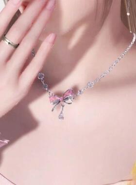 恋与深空祁煜生日卡同款蝴蝶结项炼小鱼PV主控周边粉色皓石项炼