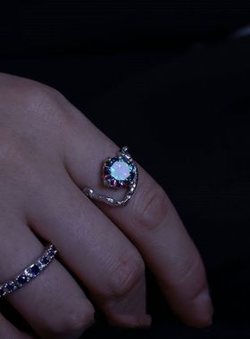 追光者 开口戒指小众设计感轻奢潮流酷暗黑系男女指环饰品