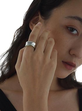 潮流情侣戒指 东城下系列图形雕刻夹心绿珐琅 做旧素银指环戒指