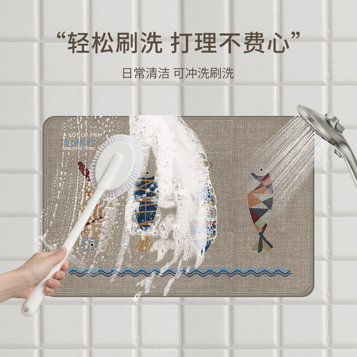 高级仿亚麻地垫厨房专用防滑脚垫卡通L型吸水吸油地毯可清洗定制,淘宝优惠券,粉丝福利购,淘宝优惠卷