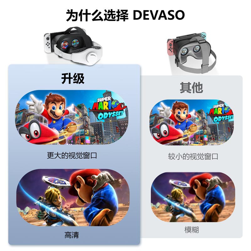 DEVASO任天堂2024新款vr眼镜手机专用Switch OLED游戏机智能3D立体高清大镜片近视调节镜防刮花头戴式镜头 - 图2