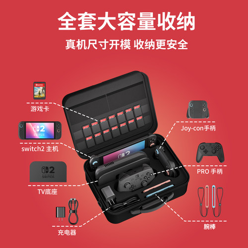 Switch2代收纳包适用于任天堂switcholed保护套大容量全套ns2游戏机卡带盒手柄壳二代游戏机箱配件 - 图1