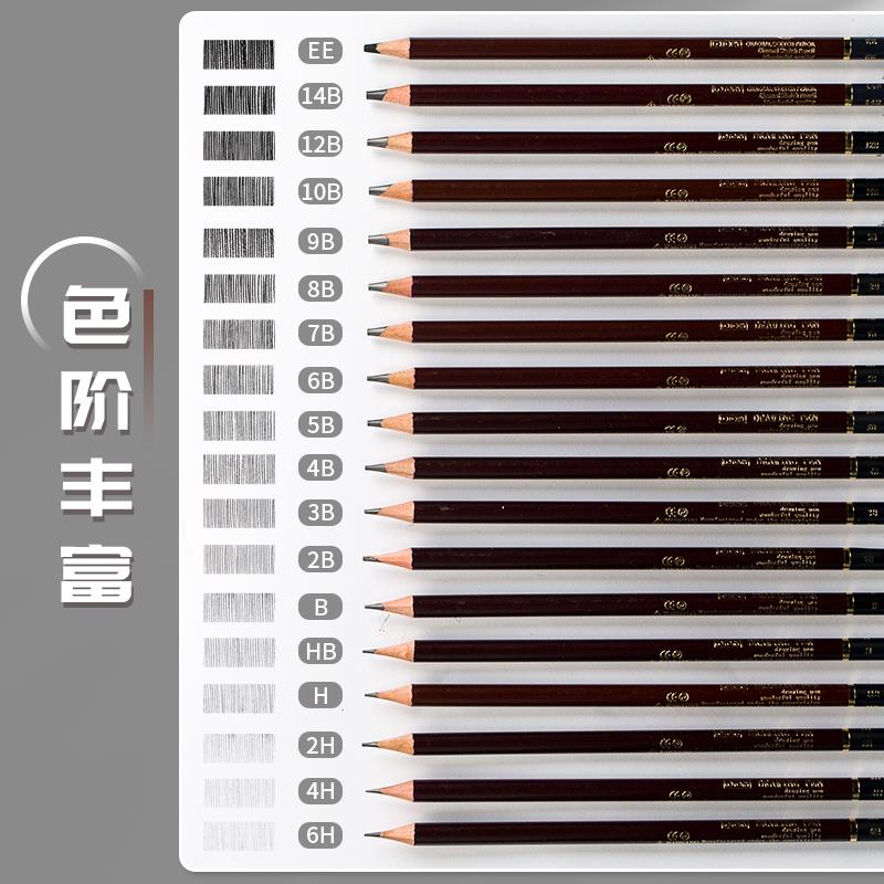 老人头素描铅笔美术生专用速写绘画铅笔2h2比3b6b8b14b10b4b12比专业写生炭笔考试软碳笔初学者入门工具套装 - 图0