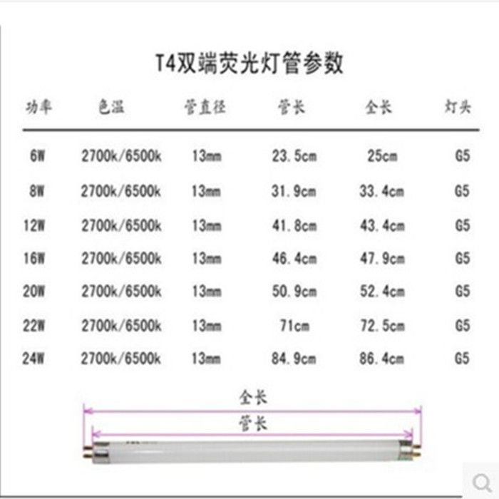 T4T5三基色灯管长条家用日光节能老式油烟机镜前灯卫生间小灯管 - 图0