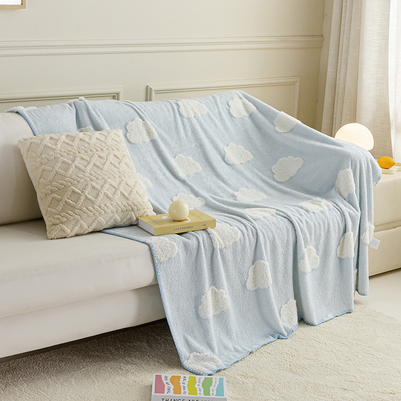 皇冠提花贝壳边毛毯办公室午睡毯沙发盖毯秋冬保暖毯