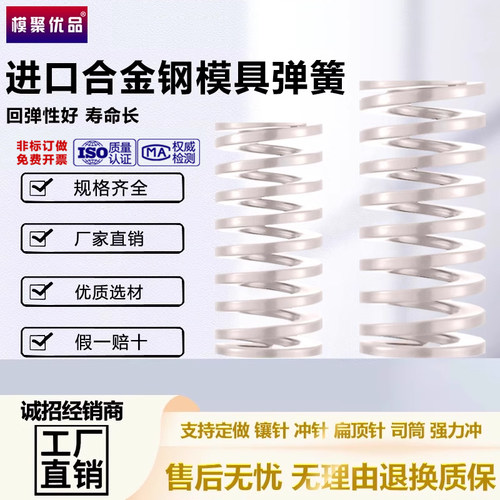 模具白色弹簧进口合金钢矩形螺旋压缩强力压簧五金扁线弹簧 - 图0
