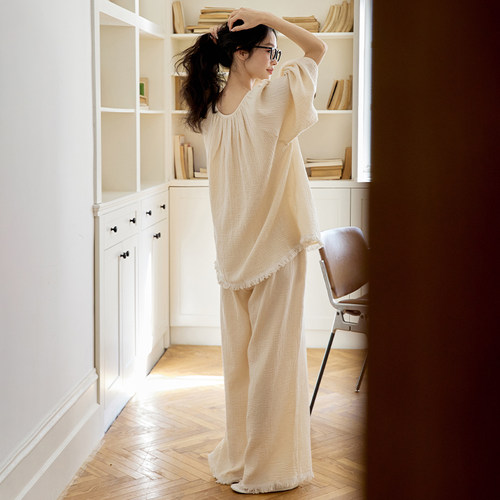 睡衣女套装纯棉春秋装2026新款春秋季家居服高级感长袖长裤可外穿 - 图1