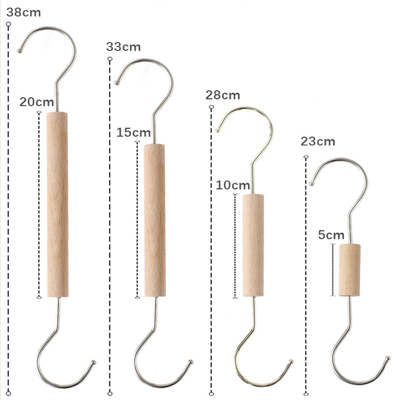 实木长钩S型钩子金属挂钩圆S勾服装店s钩s挂钩金色铁挂钩衣架钩 - 图2