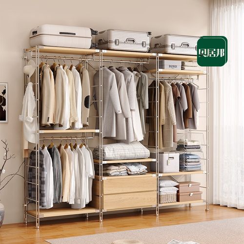 【包安装】日式步入式衣帽间架子开放式金属衣柜卧室落地钢制衣架 - 图3